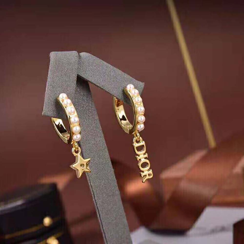 Dior Women Dio(r)evolution Earrings Gold-Finish Metal and White Resin Pearls - image 4