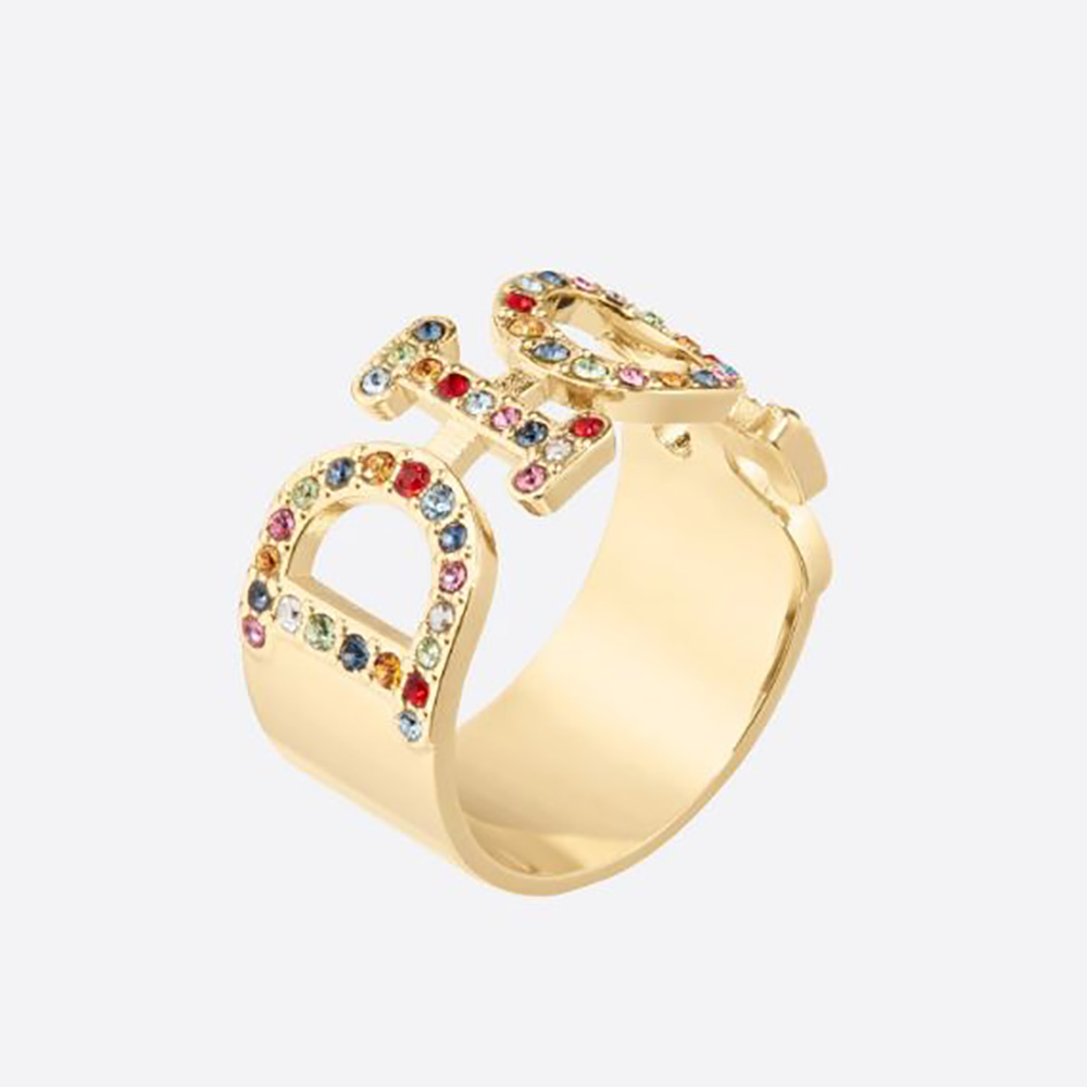 Close-up of Dior Women Dio(r)evolution Ring Gold-Finish metal and crystals