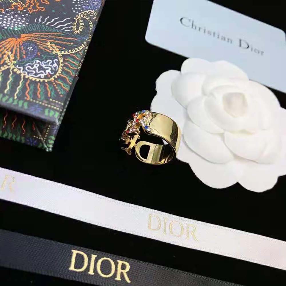 Dior Women Dio(r)evolution Ring Gold-Finish Metal and Multicolor Crystals - image 4