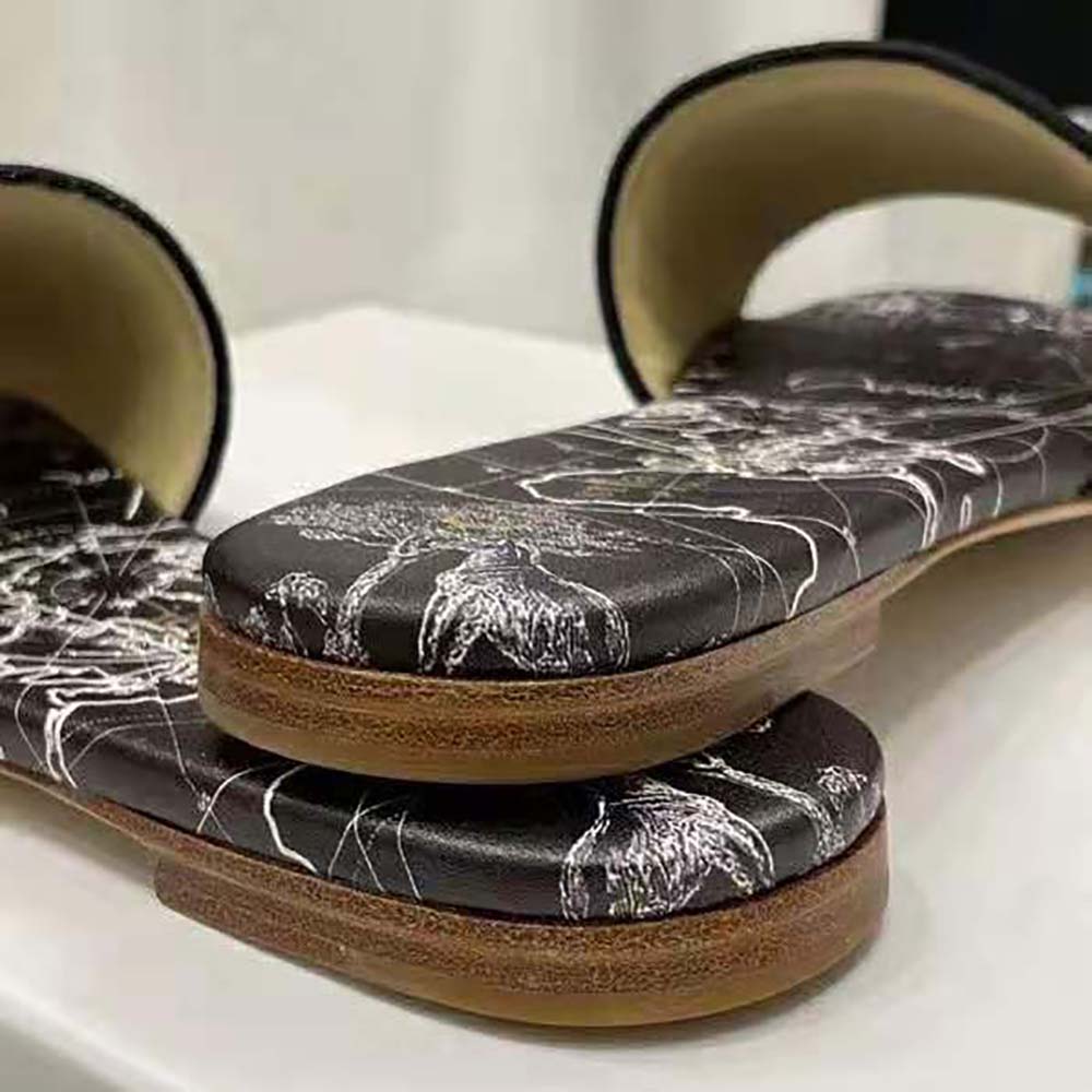 Dior Women Dway Slide Black Dior Around the World Embroidered Cotton - image 8