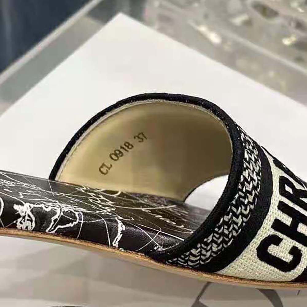 Dior Women Dway Slide Black Dior Around the World Embroidered Cotton - image 9
