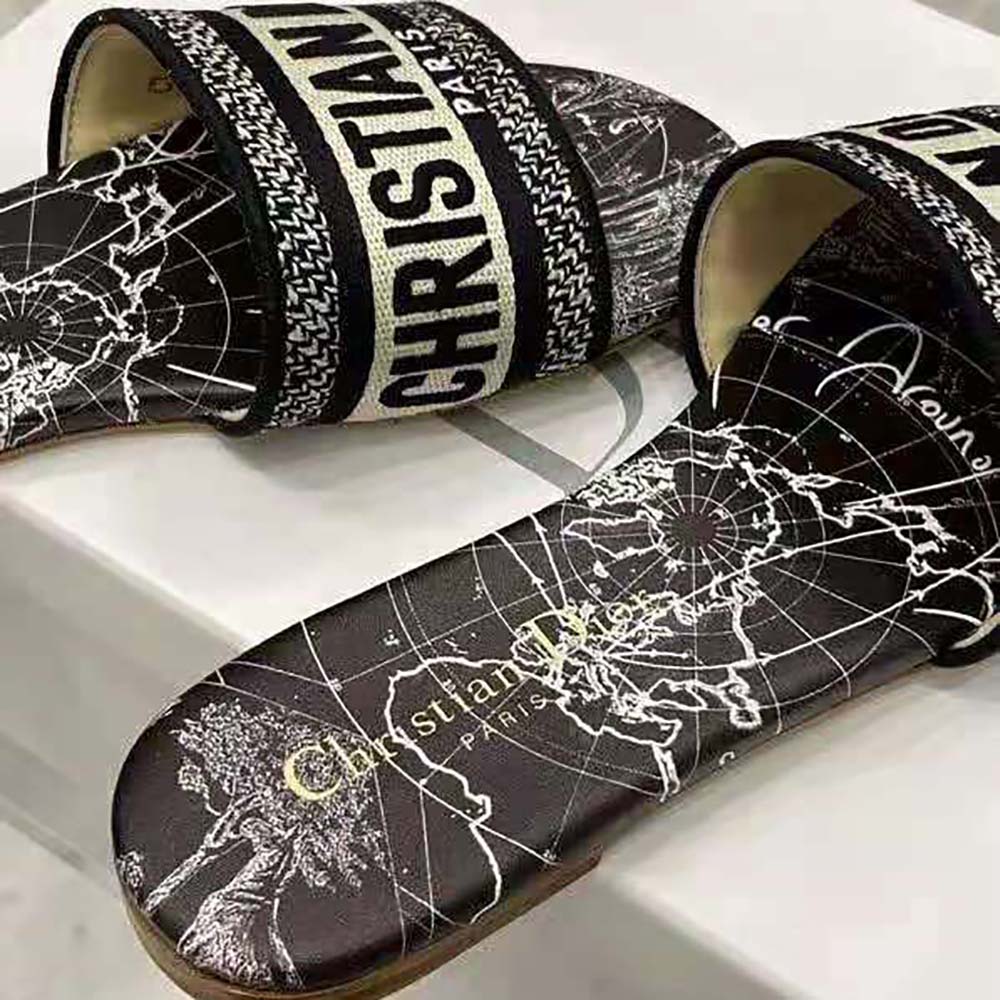 Dior Women Dway Slide Black Dior Around the World Embroidered Cotton - image 5
