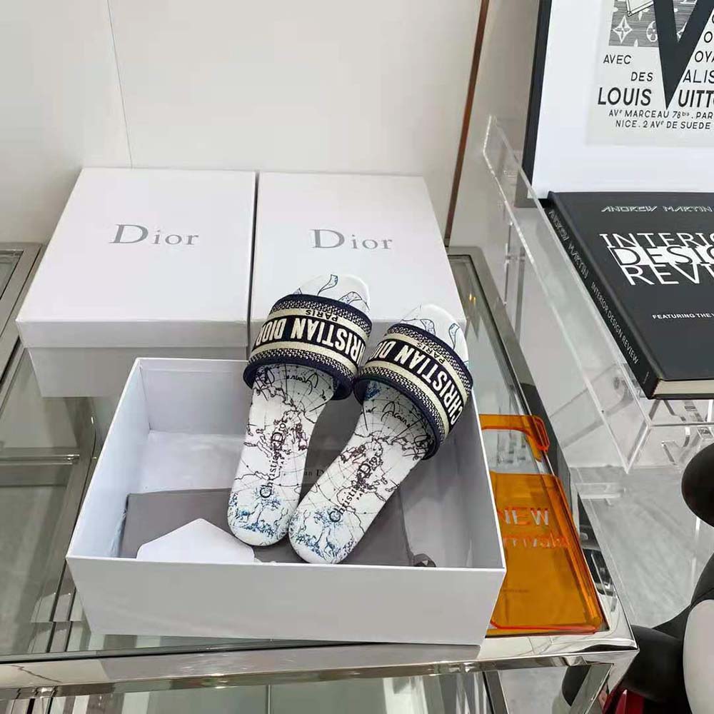 Dior Women Dway Slide Blue Dior Around the World Embroidered Cotton - image 5