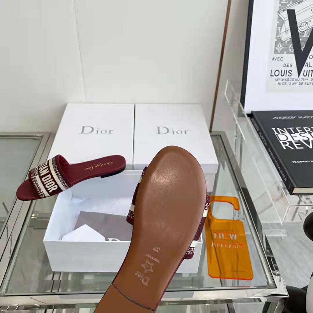 Dior Women Dway Slide Burgundy Embroidered Cotton - image 10