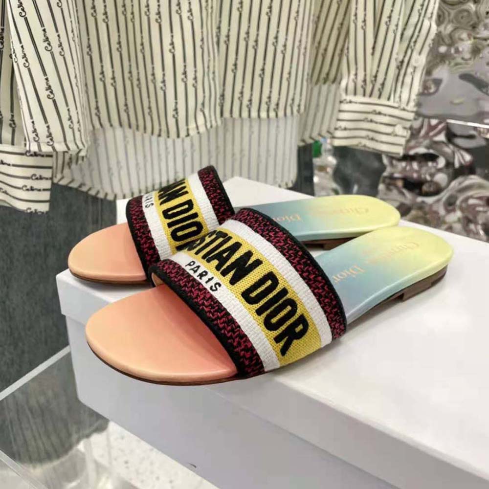 Dior Women Dway Slide Multicolor Embroidered Cotton - image 4
