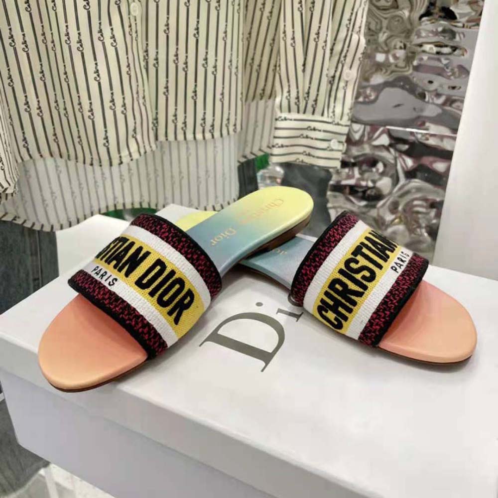 Dior Women Dway Slide Multicolor Embroidered Cotton - image 5