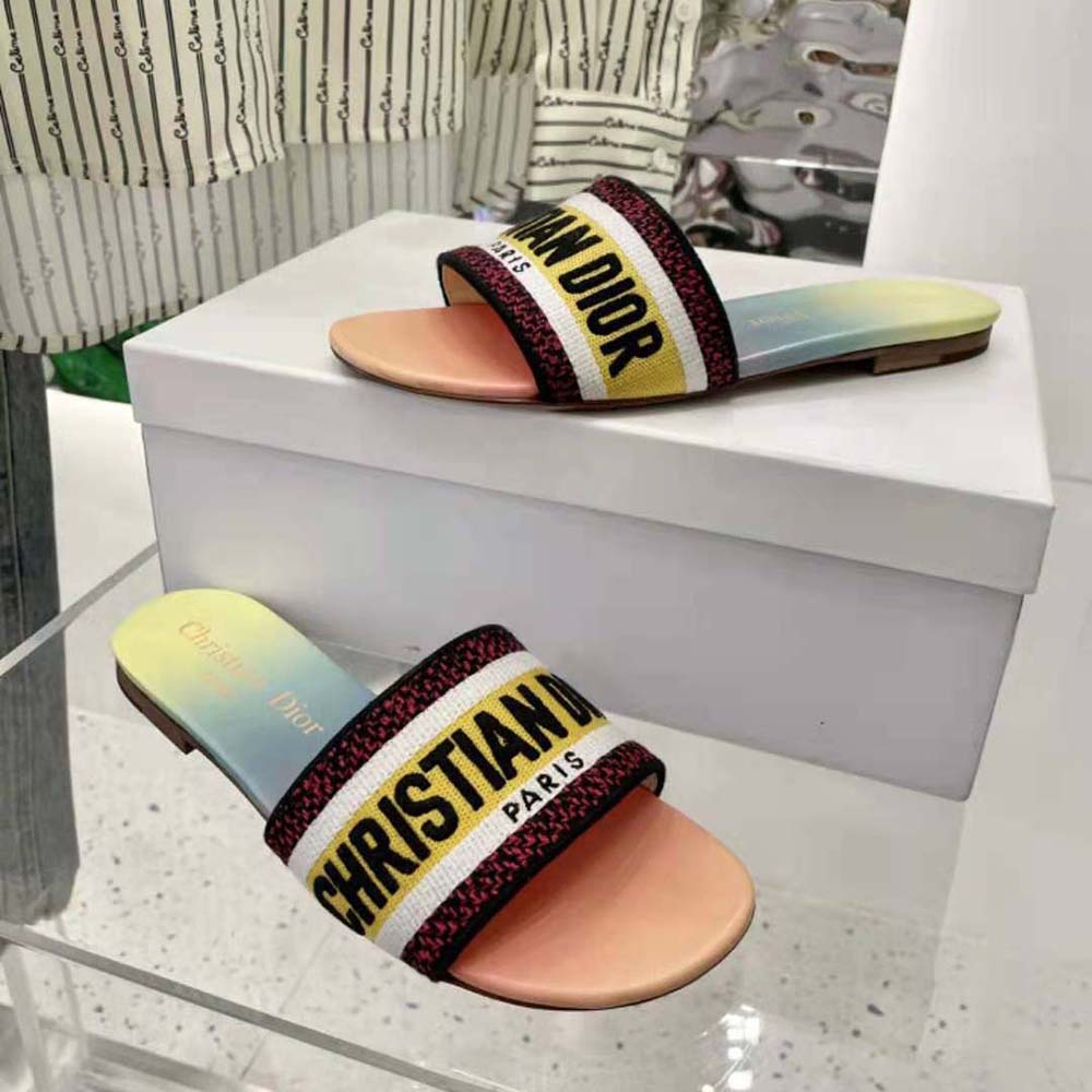 Dior Women Dway Slide Multicolor Embroidered Cotton - image 6