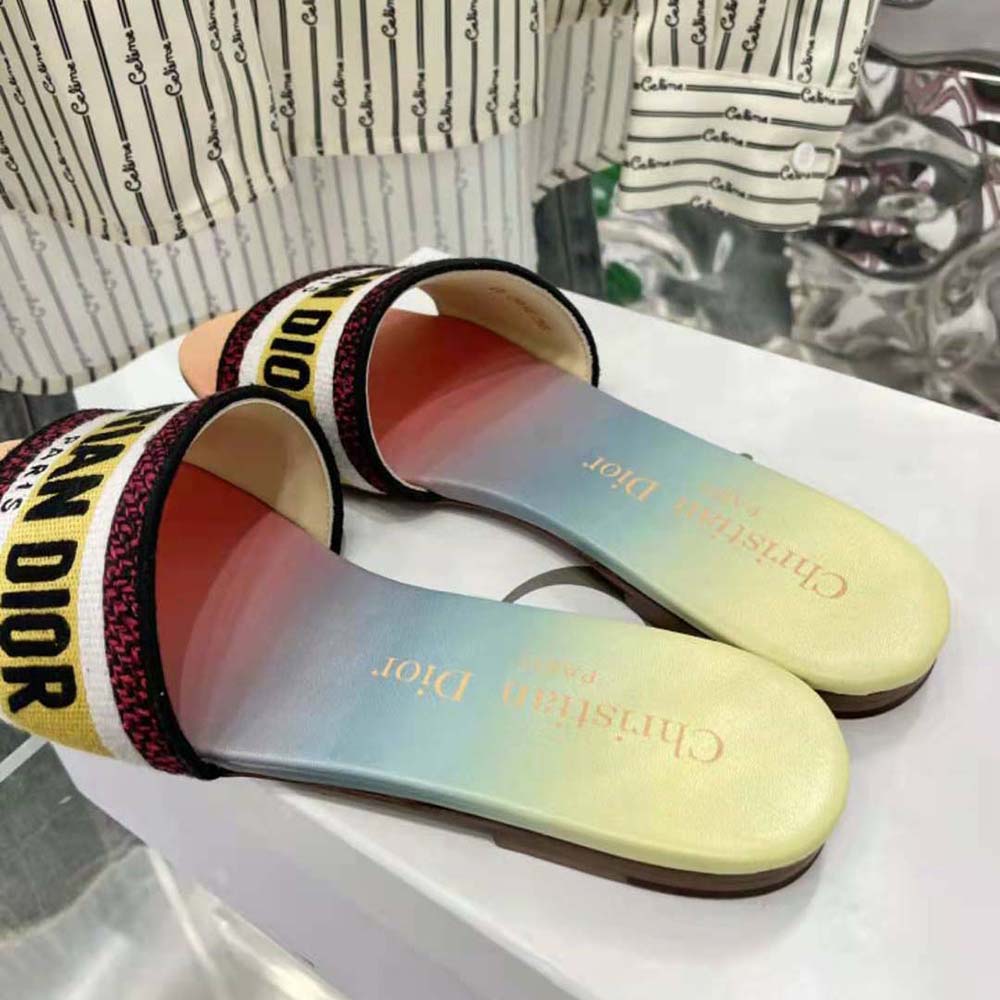 Dior Women Dway Slide Multicolor Embroidered Cotton - image 9