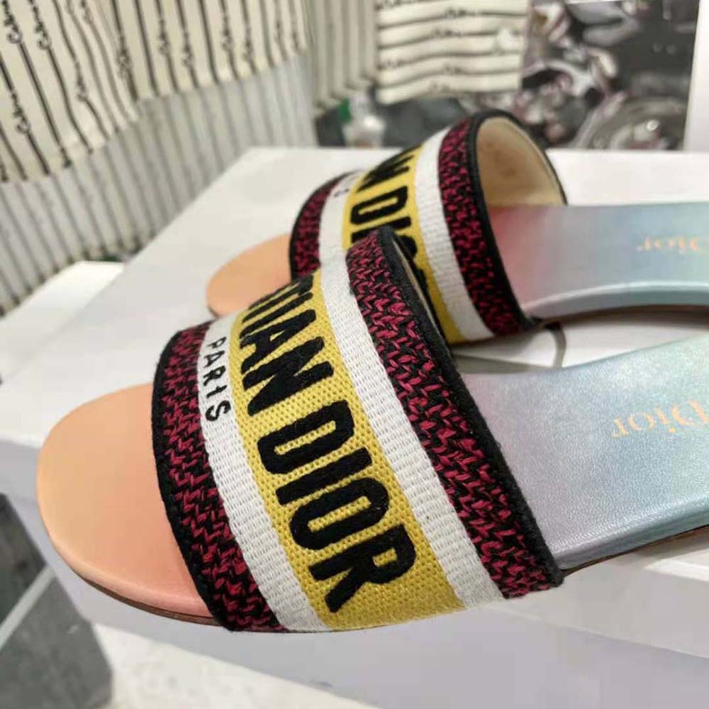 Dior Women Dway Slide Multicolor Embroidered Cotton - image 8