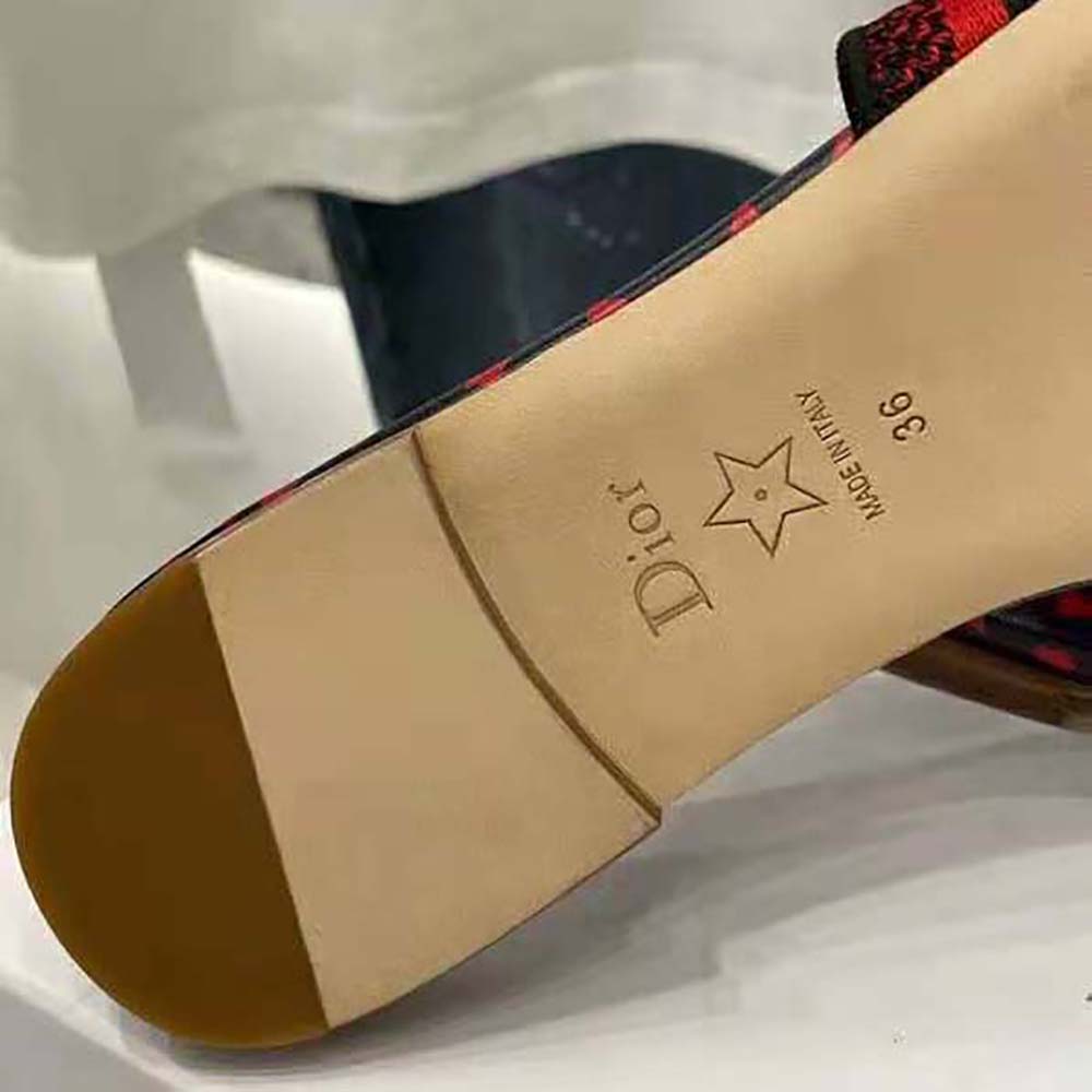 Dior Women Dway Slide Navy Blue and Red Hearts I Love Paris Embroidered Cotton - image 10
