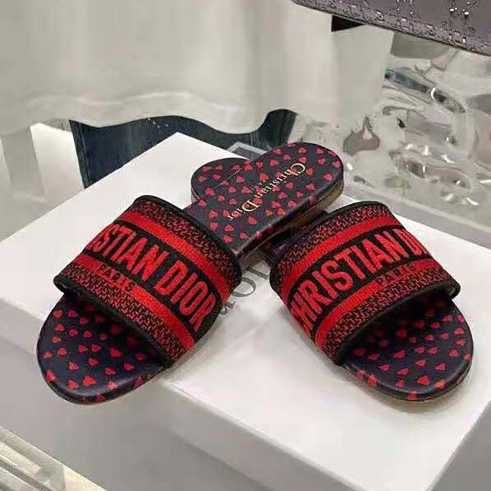 Top-down angle showcasing slip-on design of Dior Women Dway Slide