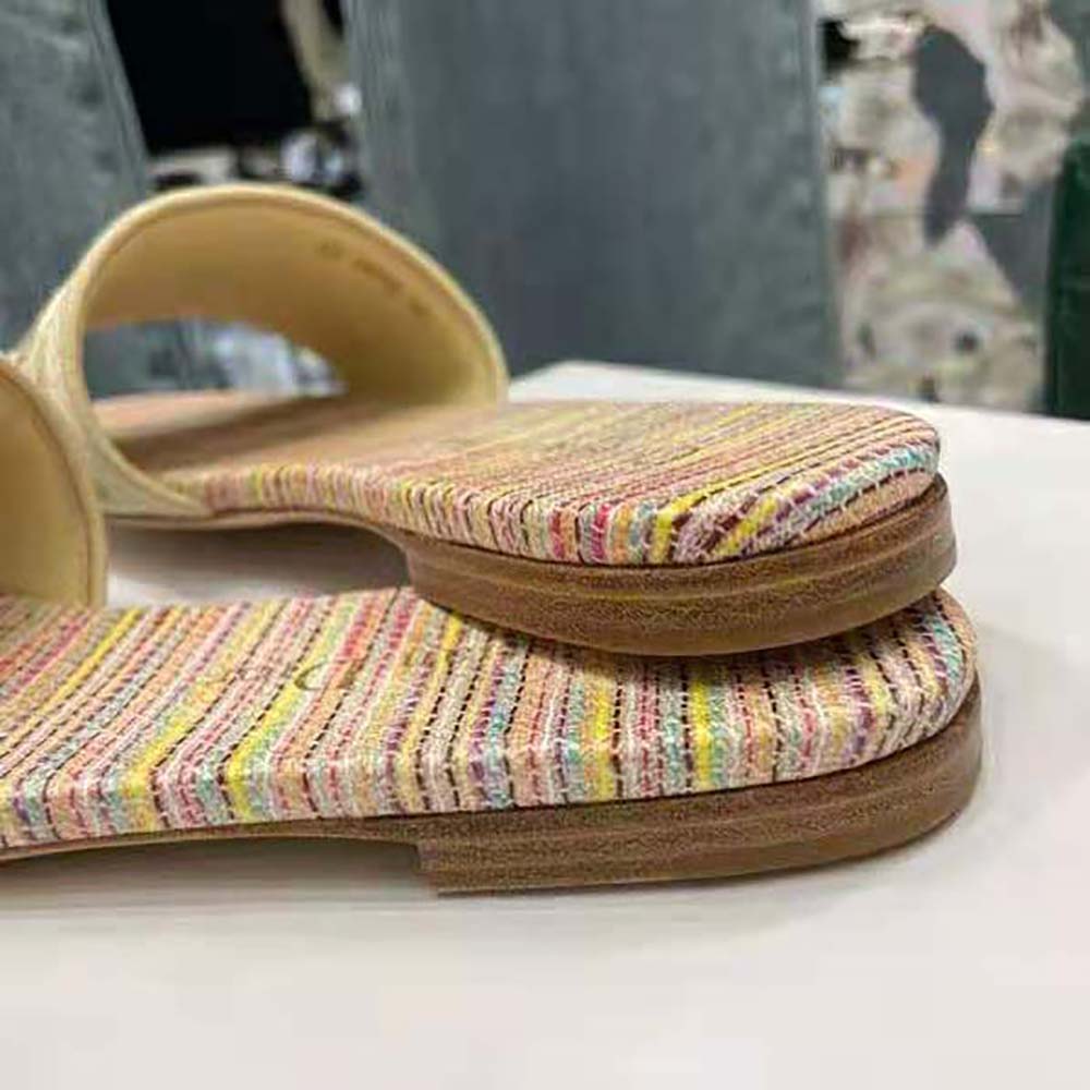 Dior Women Dway slide Gold-Tone Metallic Thread Embroidered Cotton - image 5
