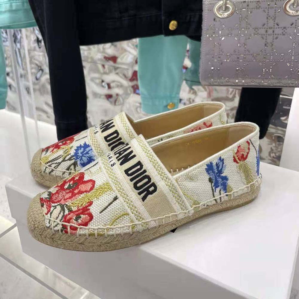 Dior Women Granville Espadrille Multicolor Cotton with Dior Hibiscus Embroidery - image 4