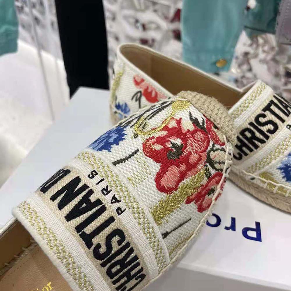 Dior Women Granville Espadrille Multicolor Cotton with Dior Hibiscus Embroidery - image 10