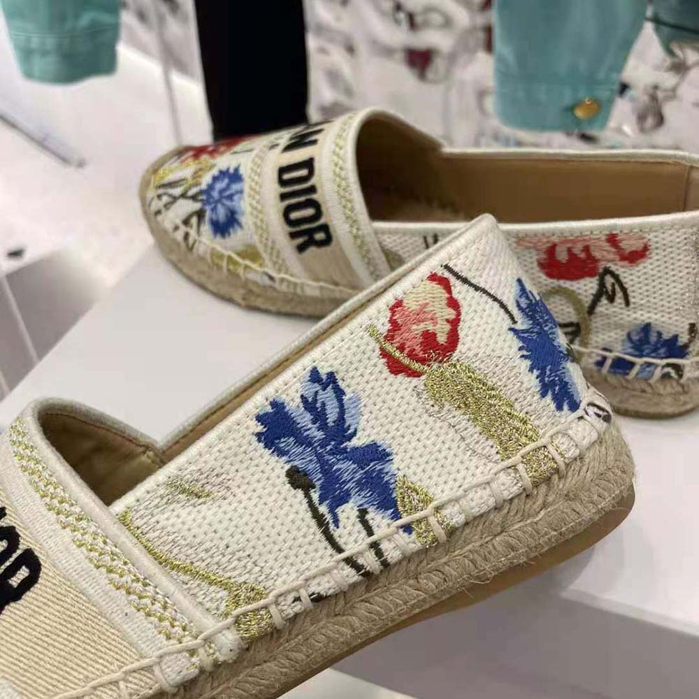 Dior Women Granville Espadrille Multicolor Cotton with Dior Hibiscus Embroidery - image 9