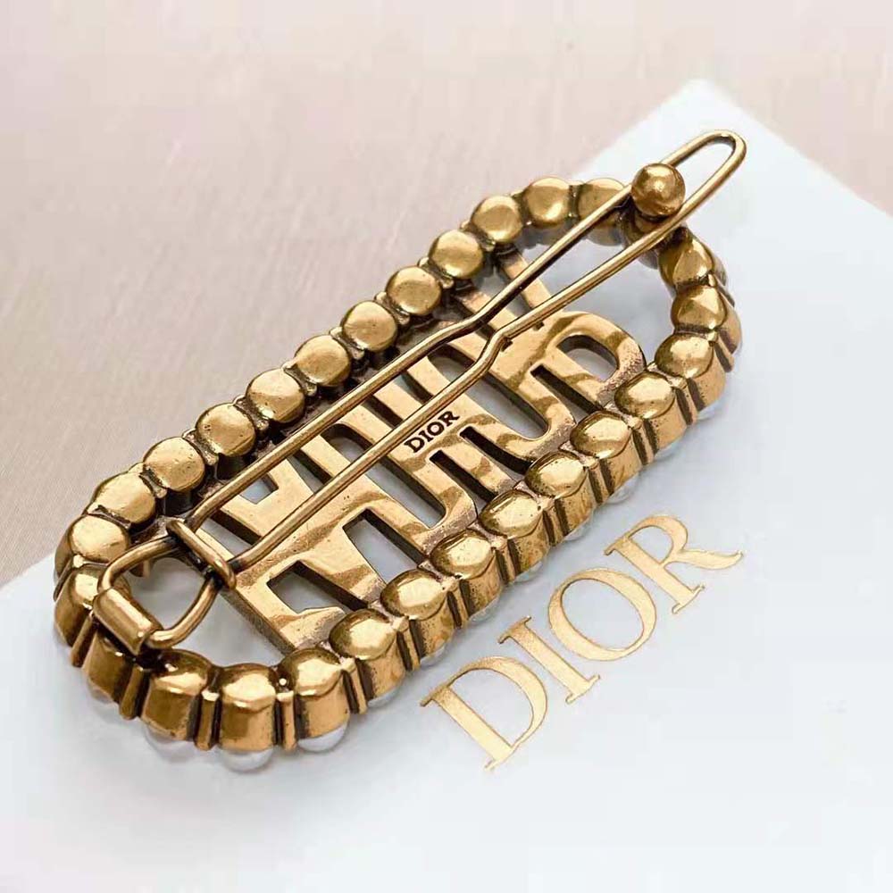 Dior Women J’Adior Barrette Antique Gold-Finish Metal - image 4