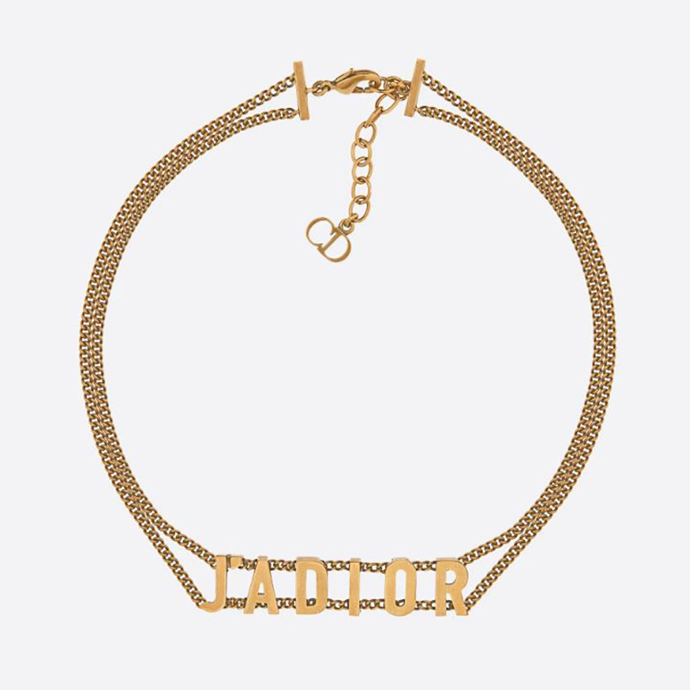 Close-up of Dior Women J’Adior Choker Antique Gold-Finish Metal clasp detail