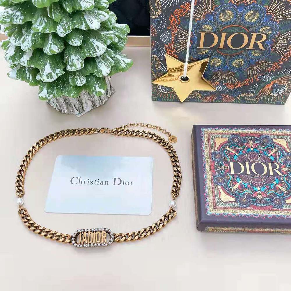 Front view of Dior Women J’Adior Choker showing signature clasp detail