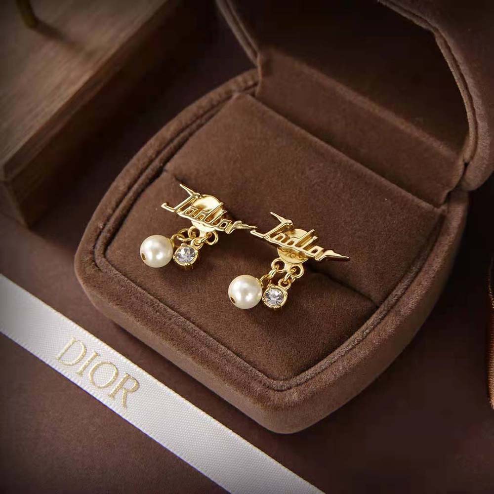 Dior Women J’Adior Earrings Gold-Finish Metal and White Resin Pearls - image 6