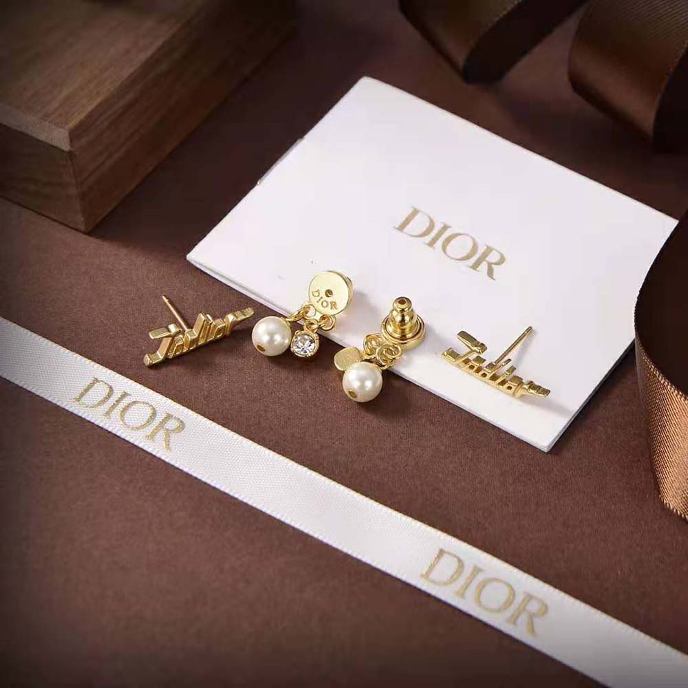 Dior Women J’Adior Earrings Gold-Finish Metal and White Resin Pearls - image 4