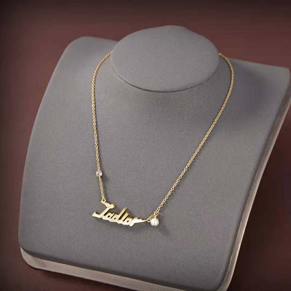 Dior Women J’Adior Necklace Gold-Finish Metal displayed flat highlighting gold links