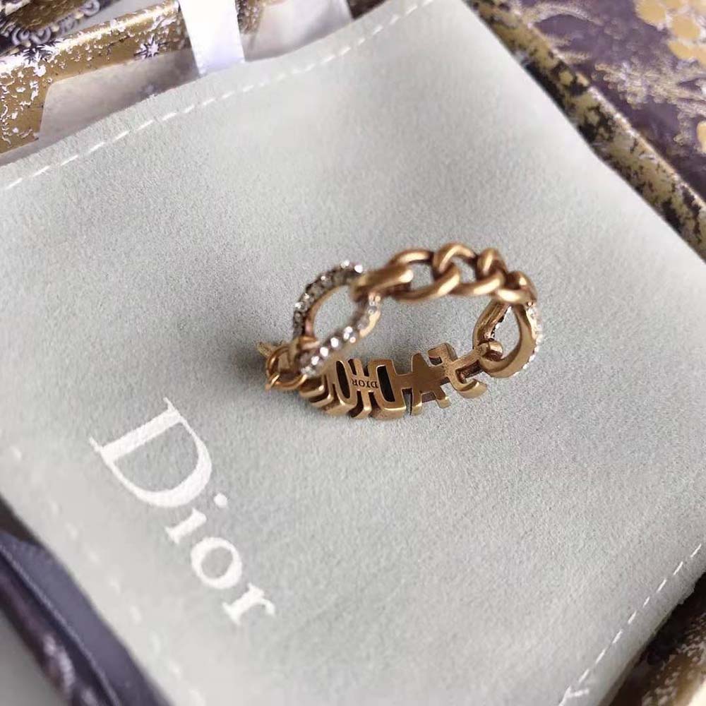 Dior Women J’Adior Ring Antique Gold-Finish Metal and White Crystals - image 5