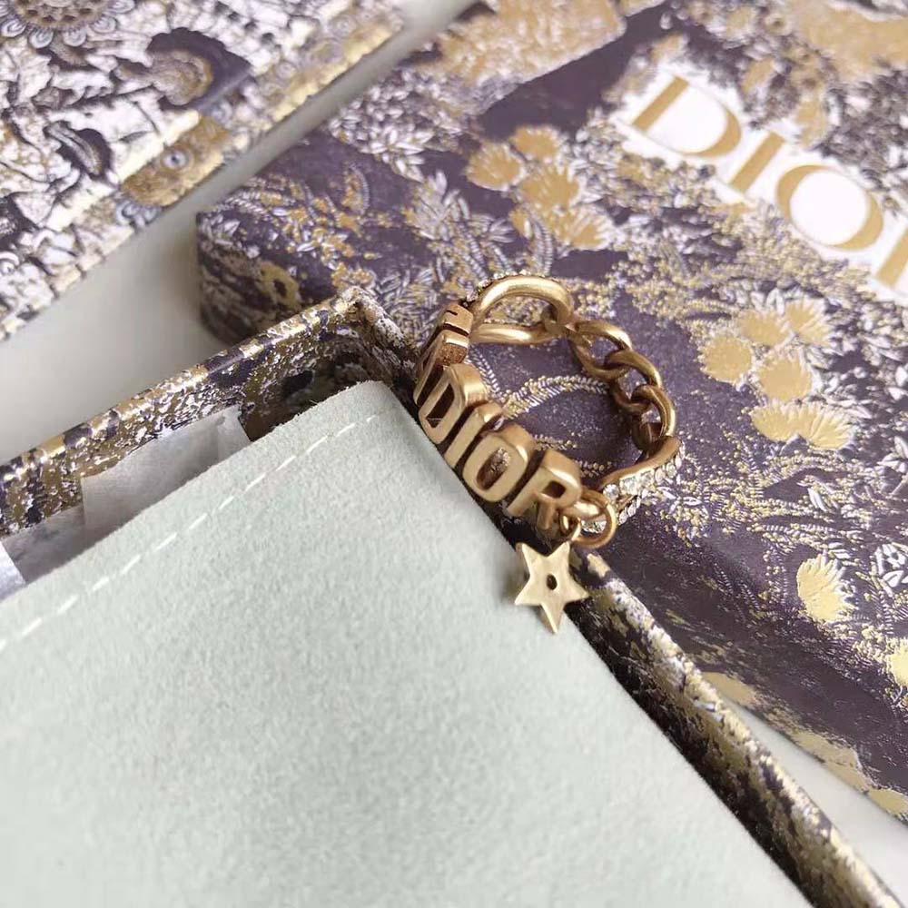 Dior Women J’Adior Ring Antique Gold-Finish Metal and White Crystals - image 4