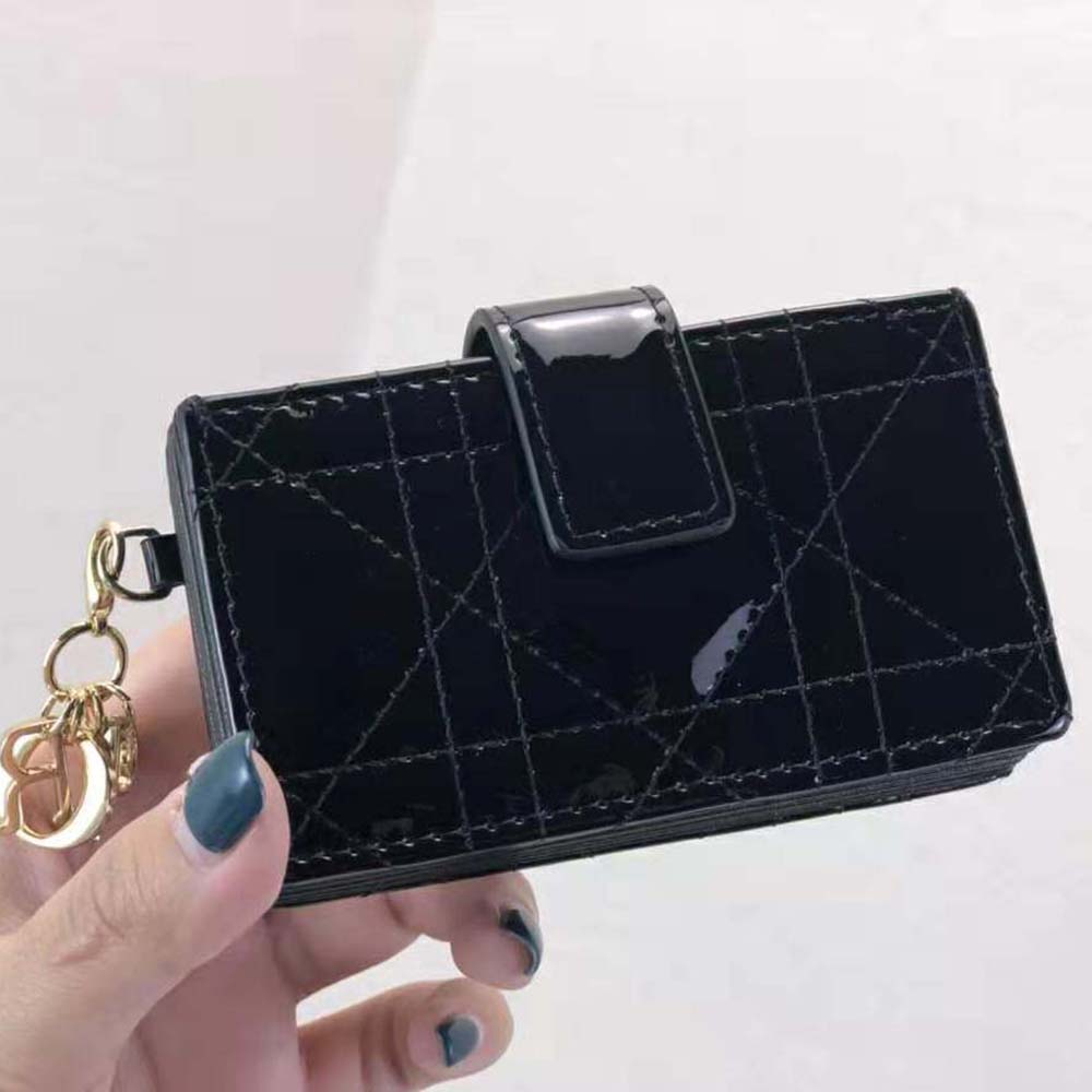 Dior Women Lady Dior 5-Gusset Card Holder Black Patent Cannage Calfskin - image 4