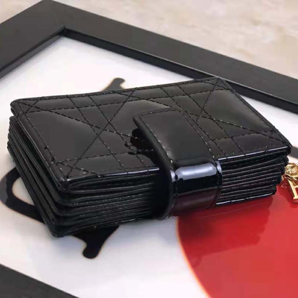 Dior Women Lady Dior 5-Gusset Card Holder Black Patent Cannage Calfskin - image 6