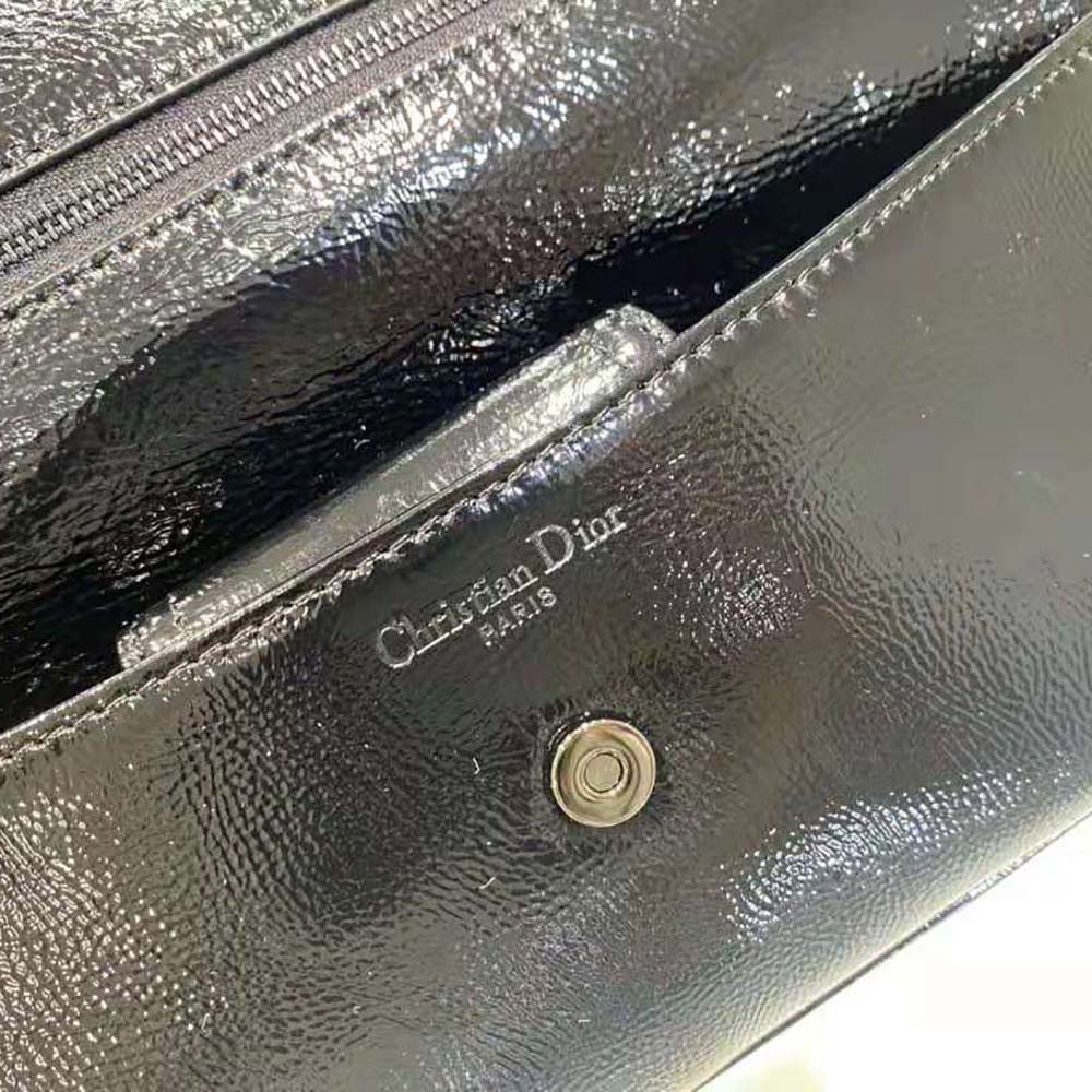 Dior Women Medium Diordouble Bag Black Crinkled Patent Lambskin - image 10