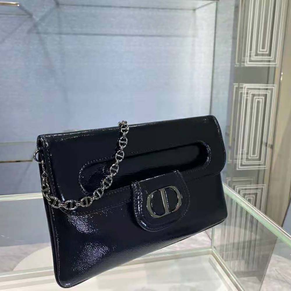 Dior Women Medium Diordouble Bag Black Crinkled Patent Lambskin - image 4