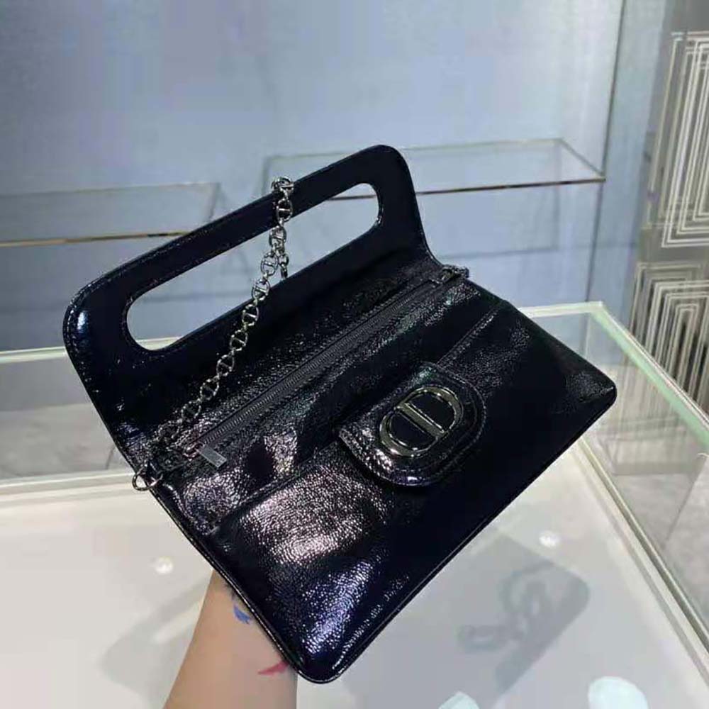 Dior Women Medium Diordouble Bag Black Crinkled Patent Lambskin - image 6