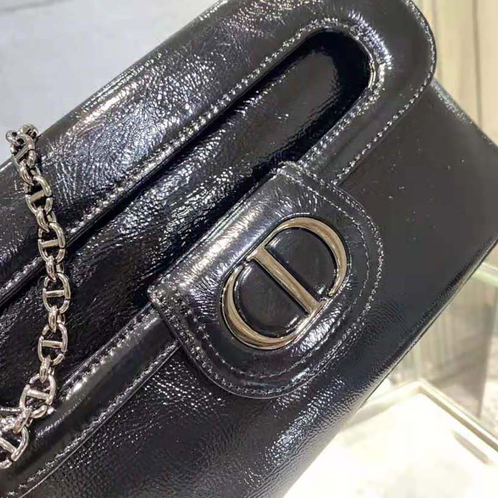 Dior Women Medium Diordouble Bag Black Crinkled Patent Lambskin - image 9