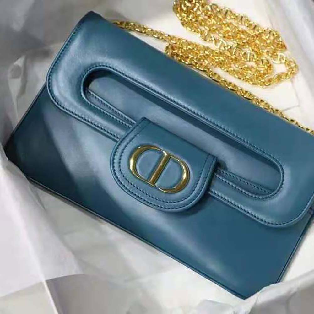 Dior Women Medium Diordouble Bag Deep Ocean Blue Smooth Calfskin - image 4