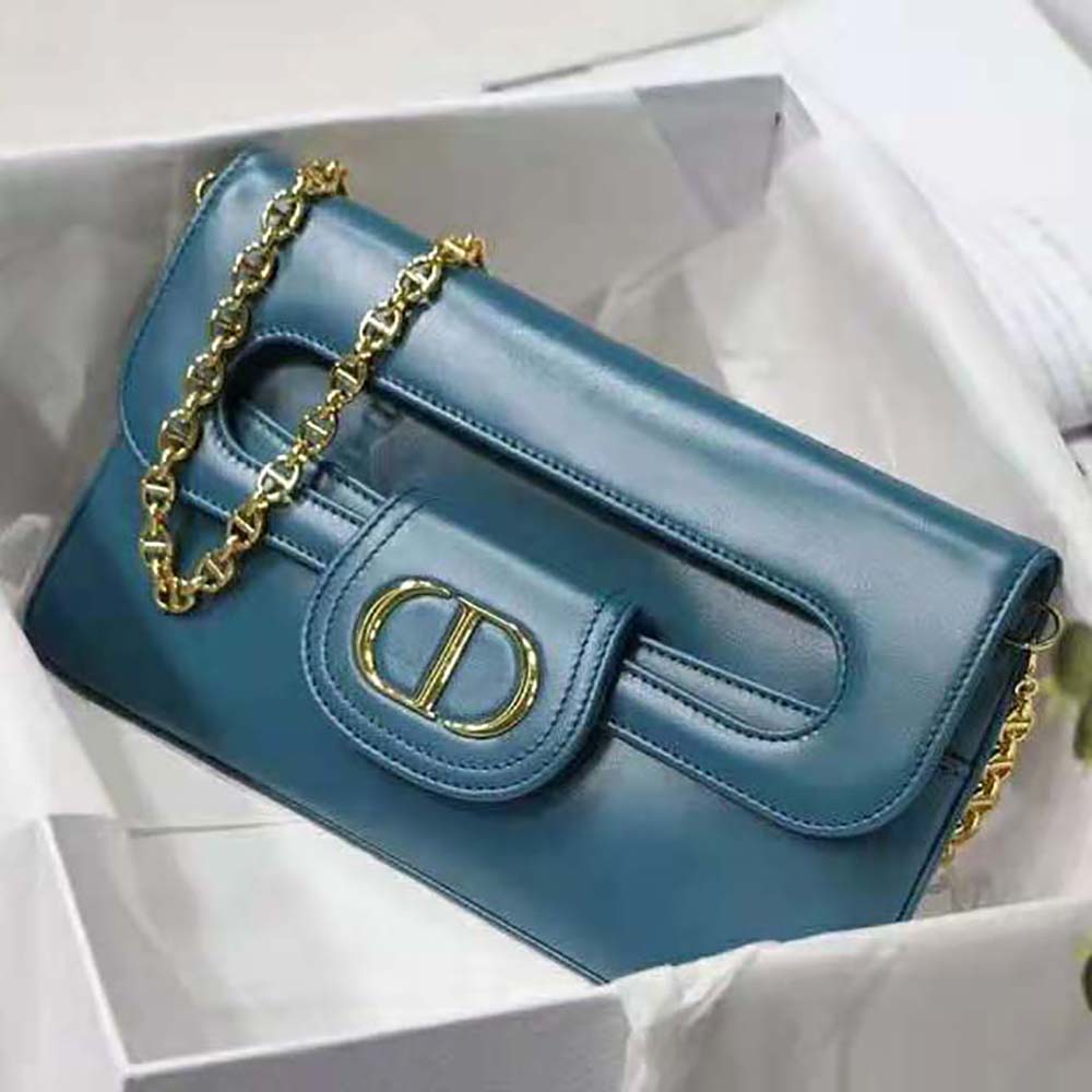 Dior Women Medium Diordouble Bag Deep Ocean Blue Smooth Calfskin - image 5