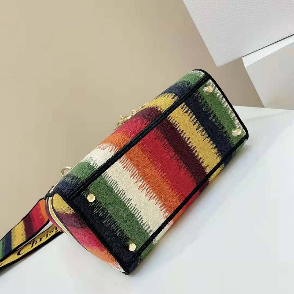 Dior Women Medium Lady D-lite Bag Multicolor D-Stripes Embroidery - image 5