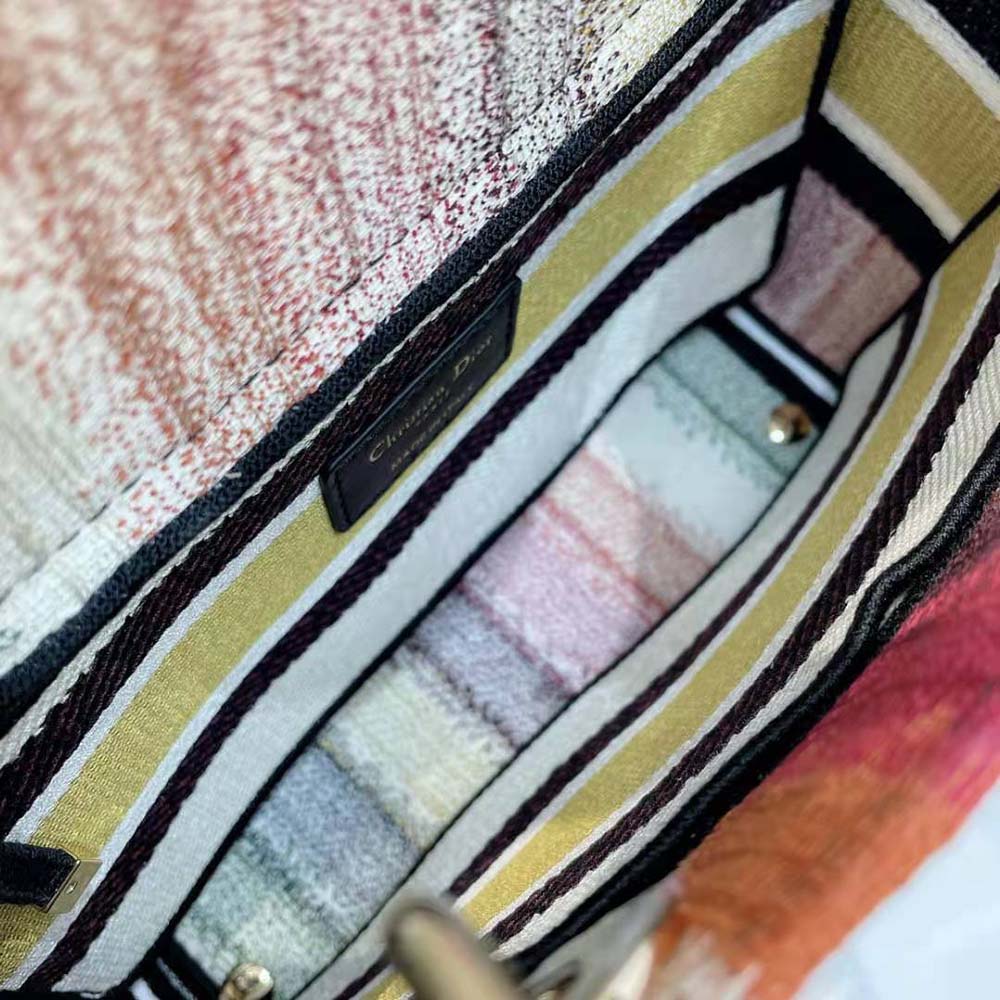 Dior Women Medium Lady D-lite Bag Multicolor D-Stripes Embroidery - image 7