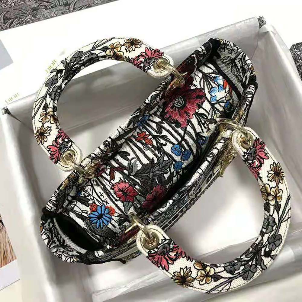 Dior Women Medium Lady D-lite Bag Multicolor Mille Fleurs Embroidery - image 7
