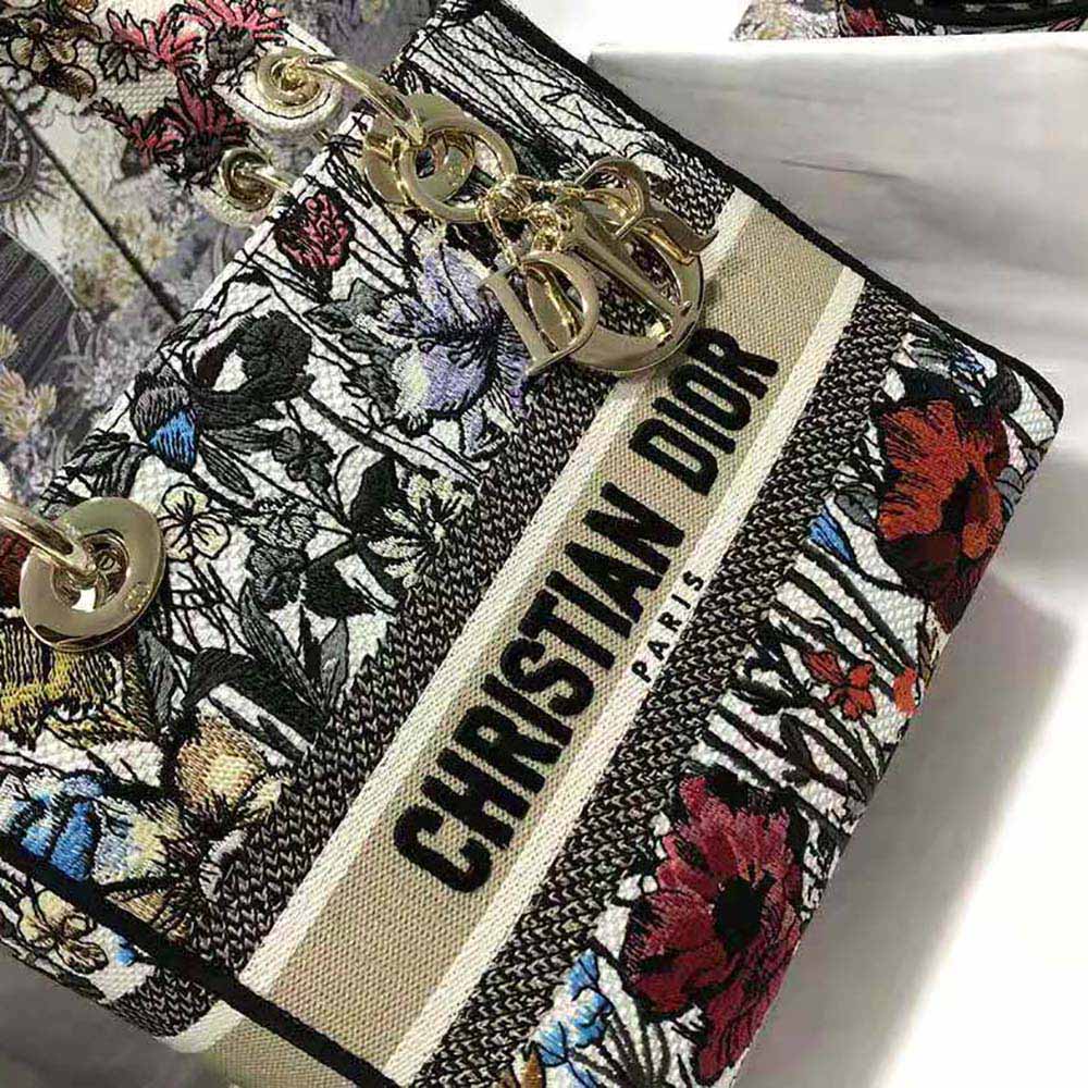 Dior Women Medium Lady D-lite Bag Multicolor Mille Fleurs Embroidery - image 9