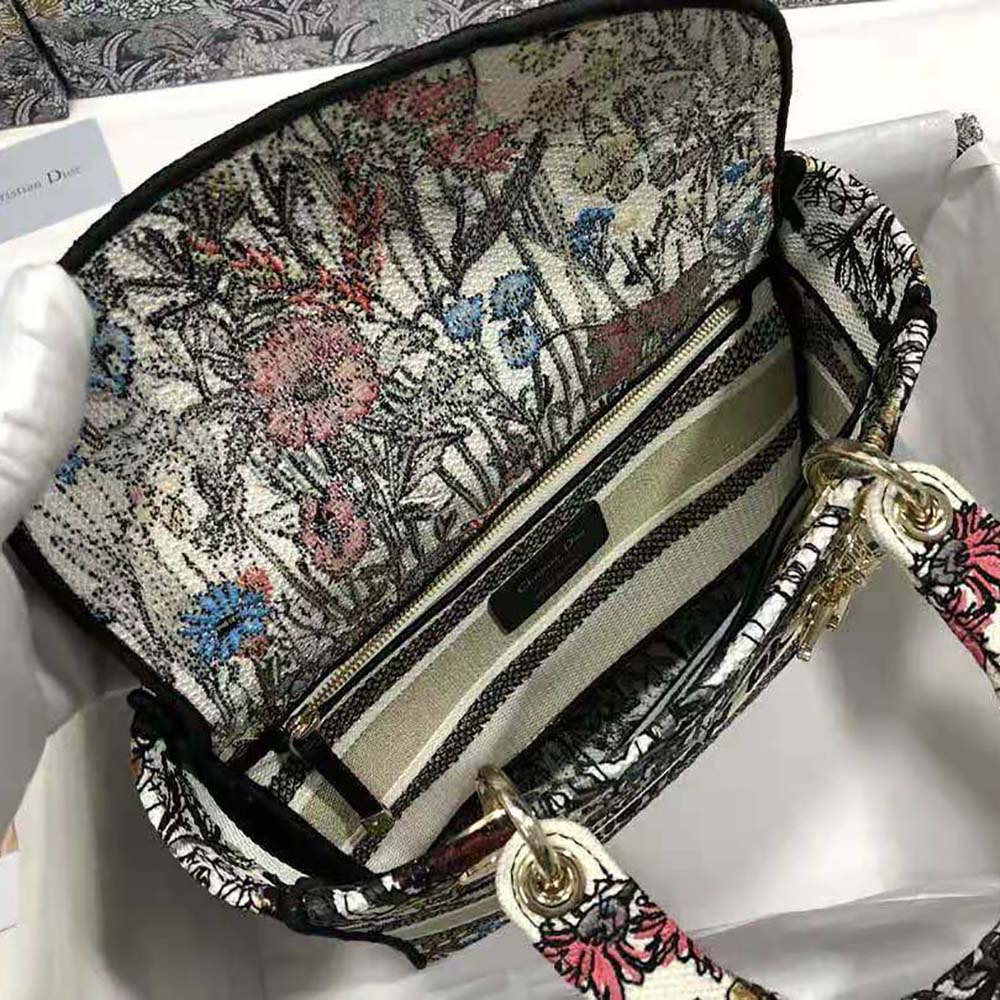 Dior Women Medium Lady D-lite Bag Multicolor Mille Fleurs Embroidery - image 4