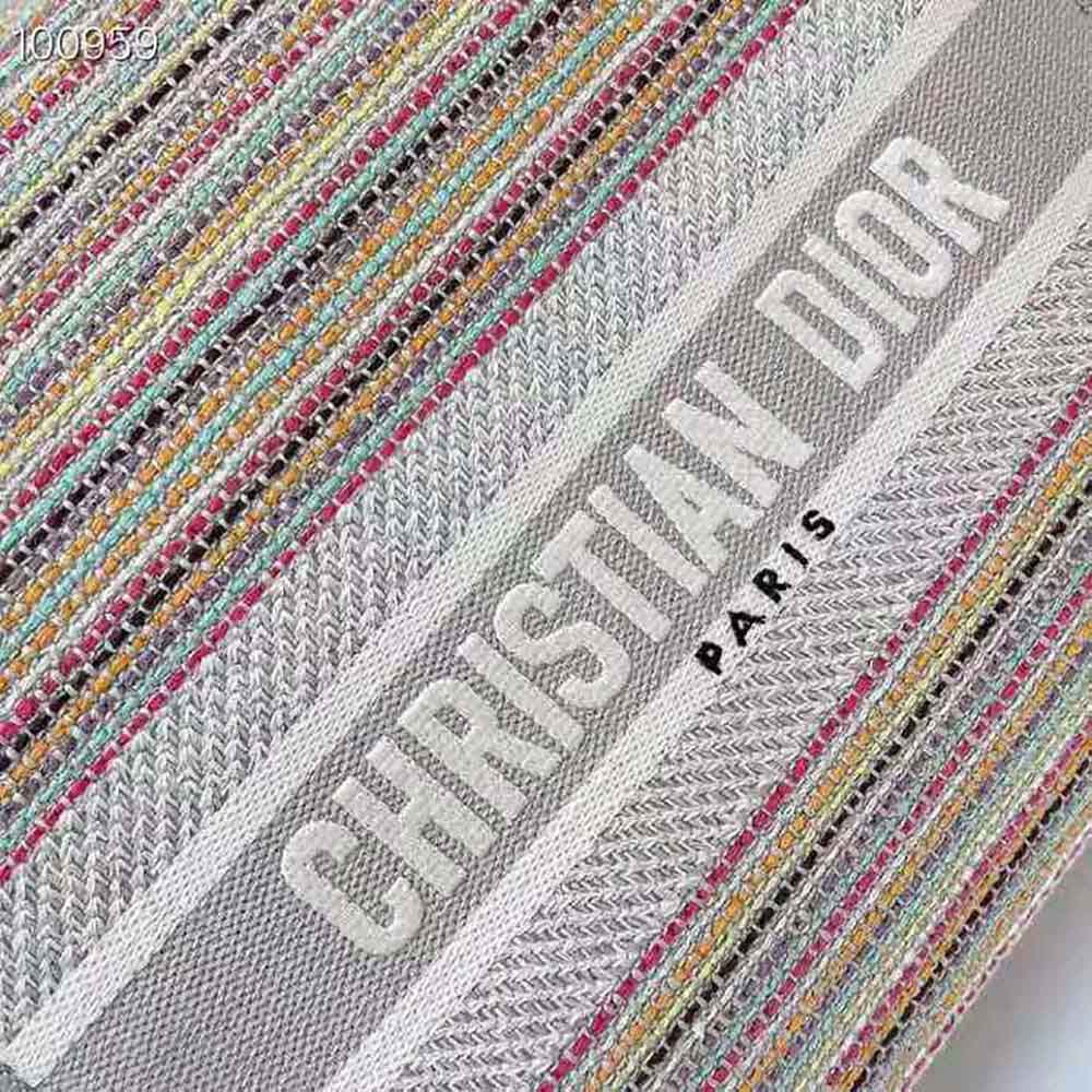 Dior Women Medium Lady D-lite Bag Multicolor Stripes Embroidery - image 7