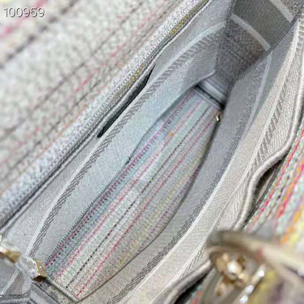 Dior Women Medium Lady D-lite Bag Multicolor Stripes Embroidery - image 10