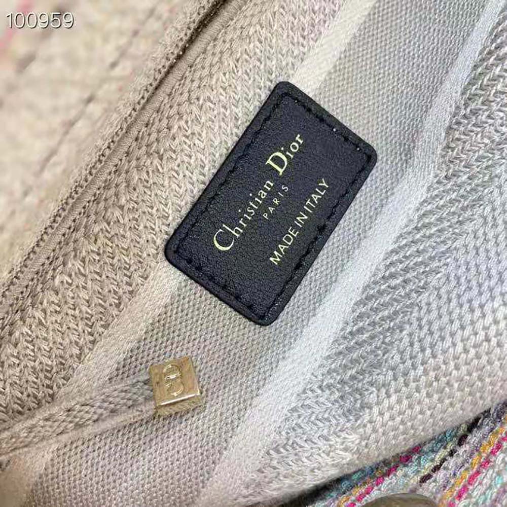Dior Women Medium Lady D-lite Bag Multicolor Stripes Embroidery - image 9