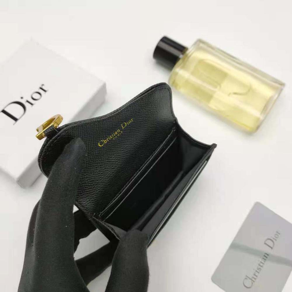 Dior Women Saddle Flap Card Holder Black Grained Calfskin - image 7