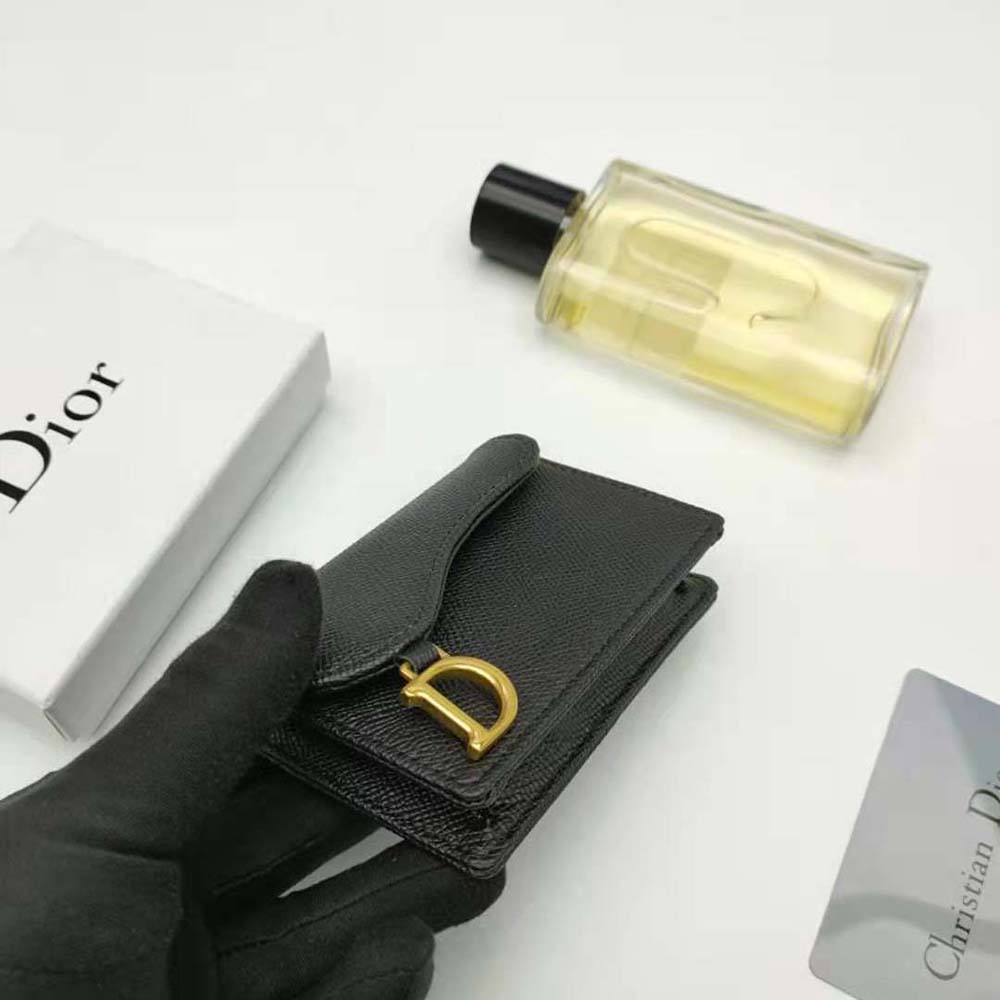 Dior Women Saddle Flap Card Holder Black Grained Calfskin - image 5