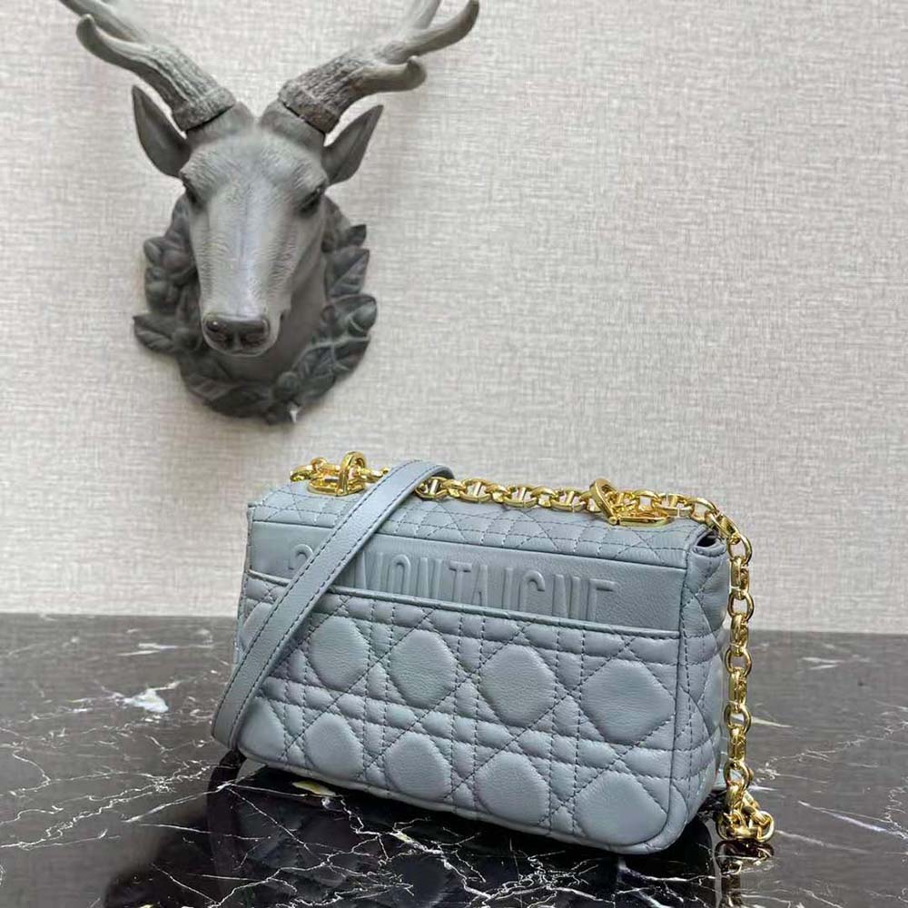 Dior Women Small Dior Caro Bag Cloud Blue Supple Cannage Calfskin - image 6