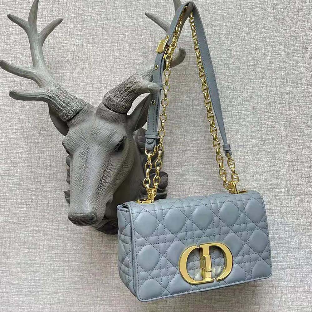 Dior Women Small Dior Caro Bag Cloud Blue Supple Cannage Calfskin - image 4