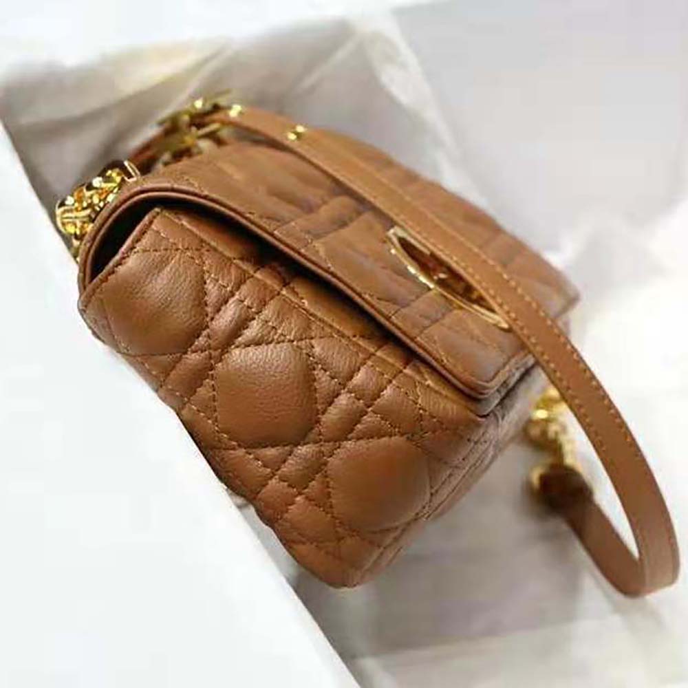 Dior Women Small Dior Caro Bag Cognac-Colored Supple Cannage Calfskin - image 6