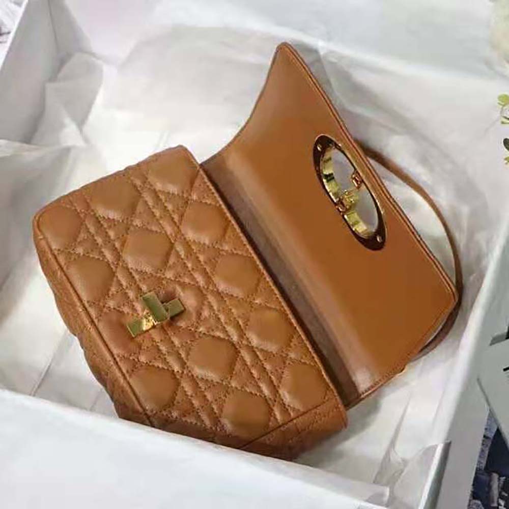 Dior Women Small Dior Caro Bag Cognac-Colored Supple Cannage Calfskin - image 7