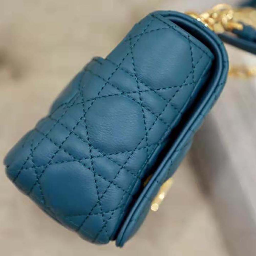 Dior Women Small Dior Caro Bag Supple Cannage Calfskin-Blue - image 8